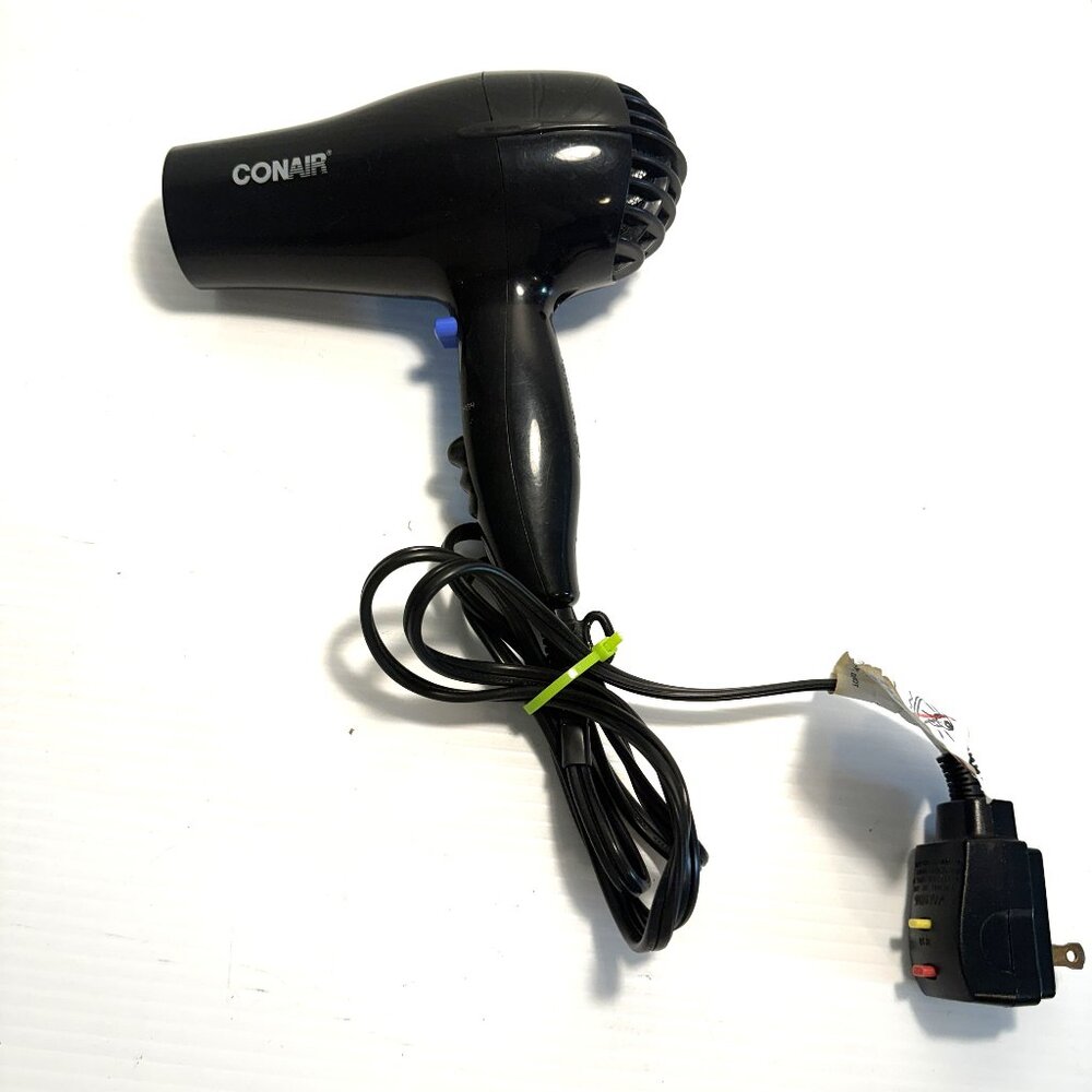 Conair 047BW Compact Black Hair Dryer 1600 Watts 2 Heat Settings Cool Shot
